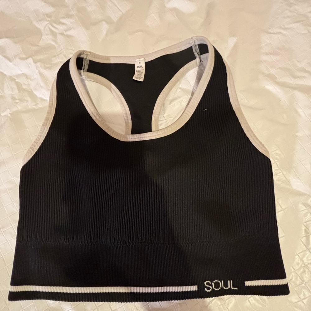SoulCycle Black and White Sports Bra size medium